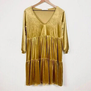 Karlie Mustard Tiered Dress